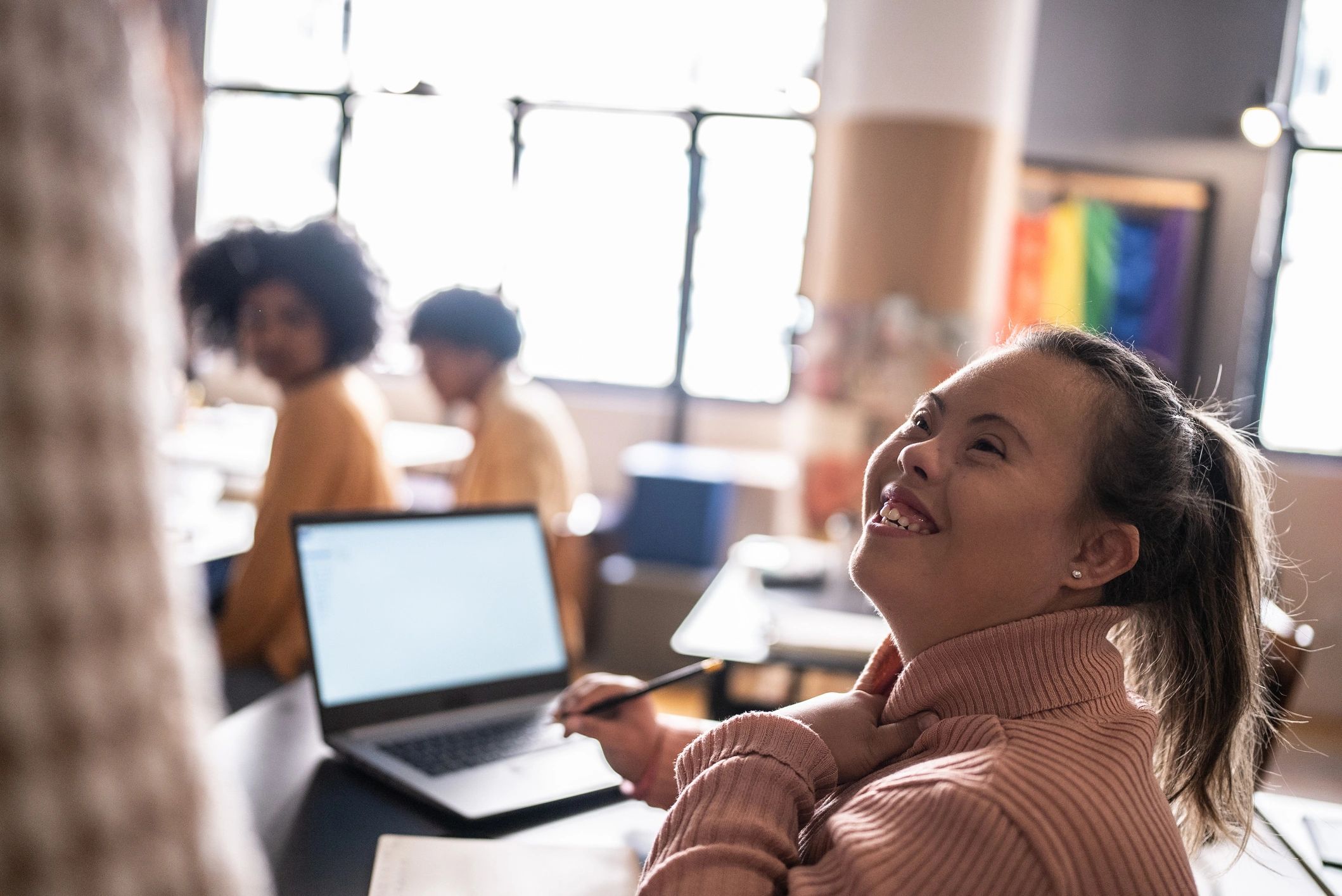 Teacher in conversation with a student