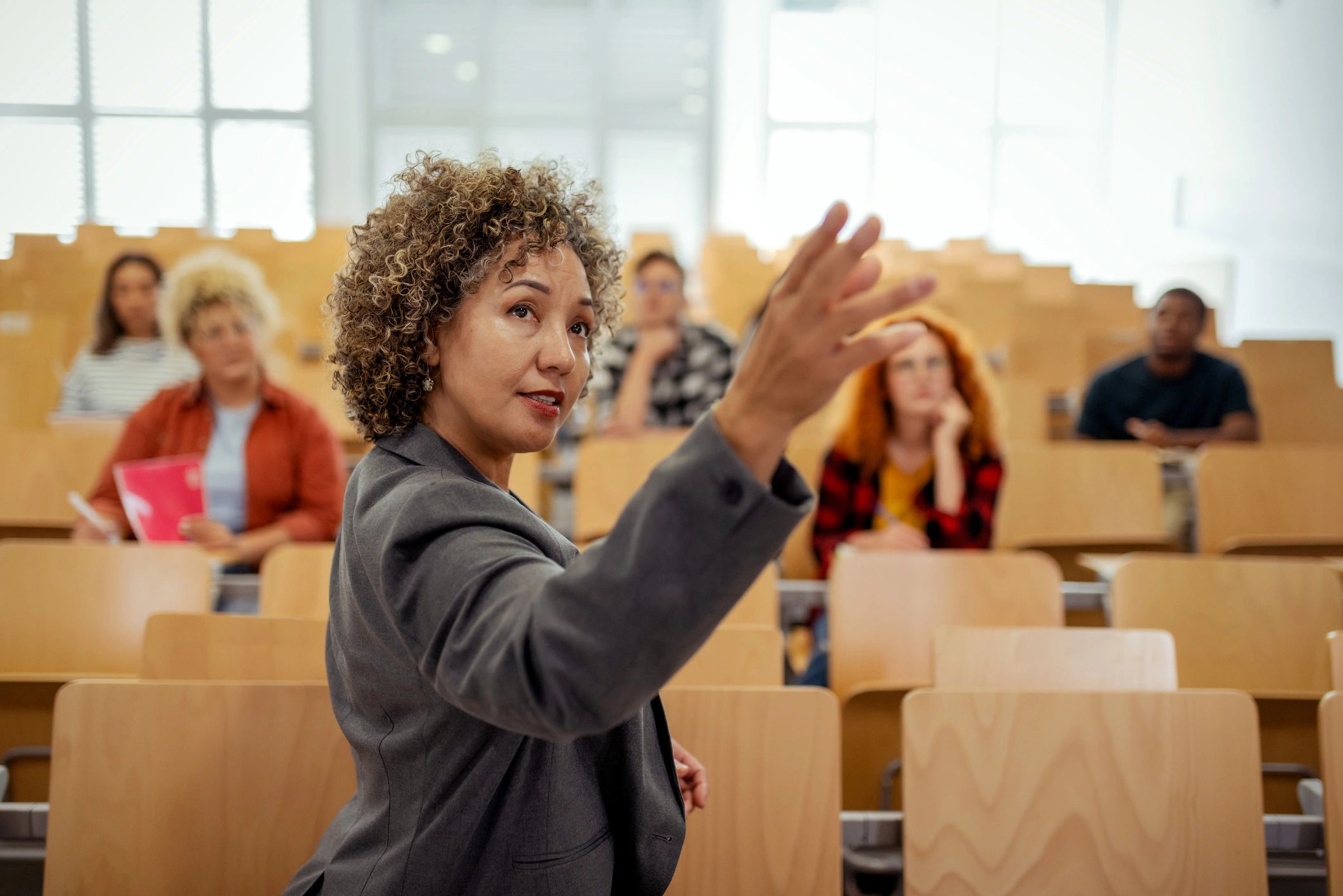 Lecturer presenting to a university audience